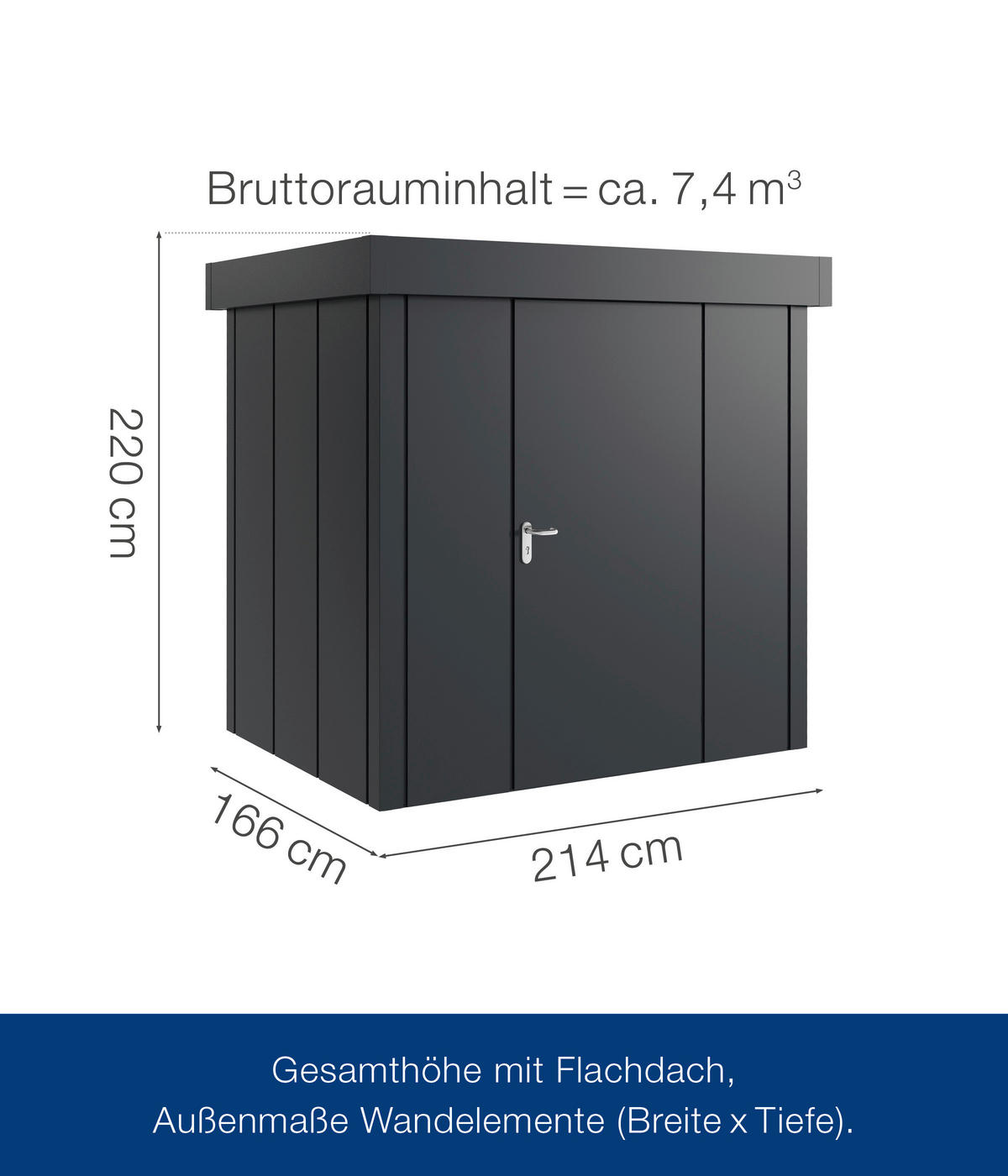 GERÄTEHAUS 229/220/181 cm  - Anthrazit, Basics, Metall (229/220/181cm)