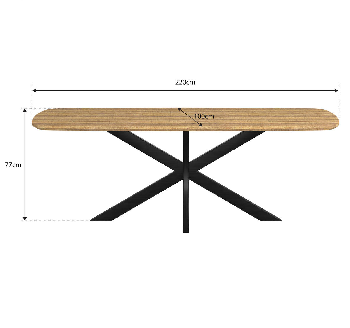 ESSTISCH Holz, Metall  - Beigebraun/Schwarz, Konventionell, Holz/Metall (220/77/100cm) - MID.YOU