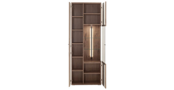 VITRINE in Anthrazit, Eichefarben - Eichefarben/Anthrazit, KONVENTIONELL, Glas/Holzwerkstoff (75/207/38cm) - Cantus