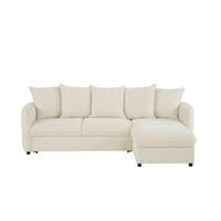 ECKSOFA in Chenille Creme  - Creme/Schwarz, Design, Kunststoff/Textil (254/160cm) - MID.YOU