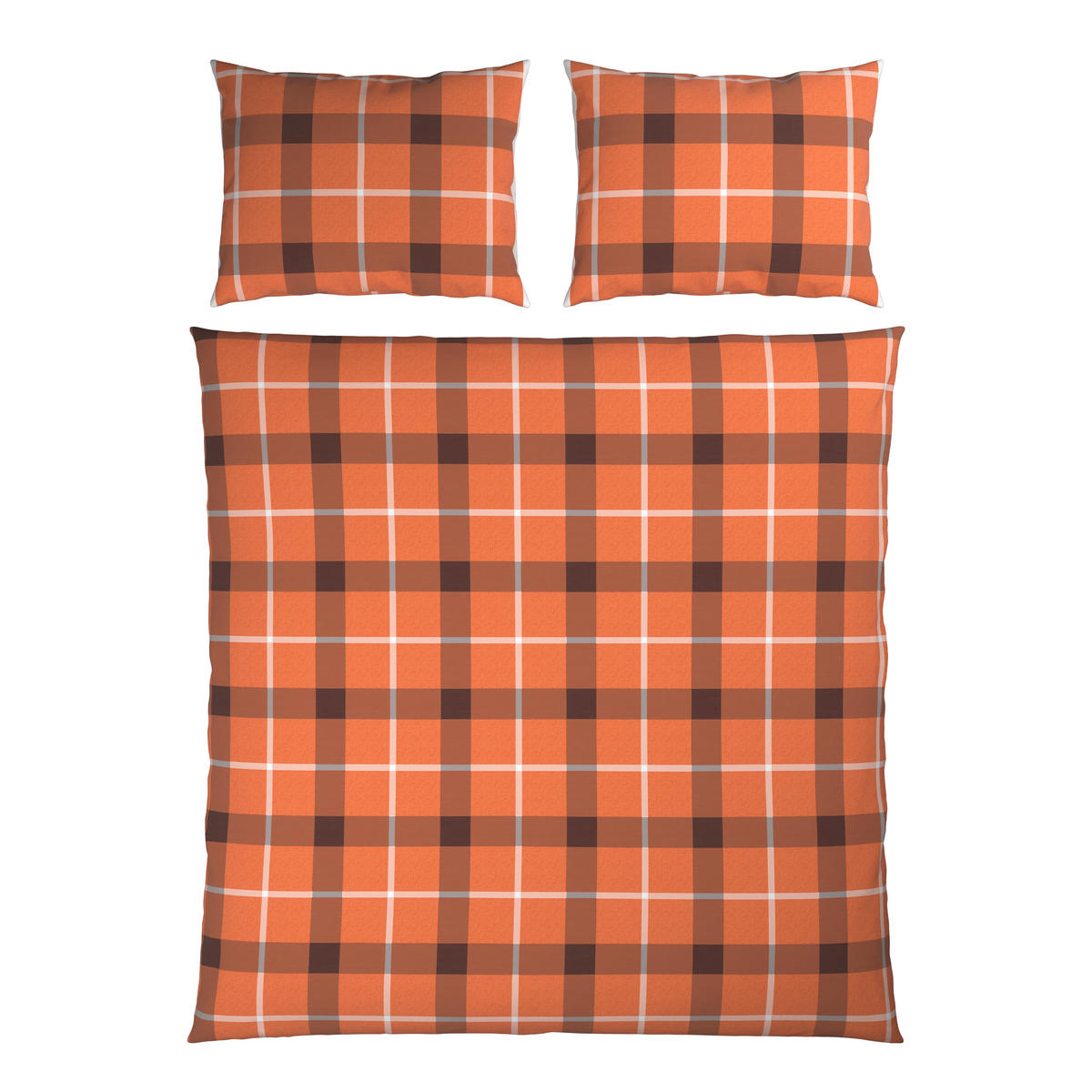 POSTELJNINA TERNET 200/200 cm flanela rjava, oranžna  - oranžna/rjava, Konvencionalno, tekstil (200/200cm) - Esposa