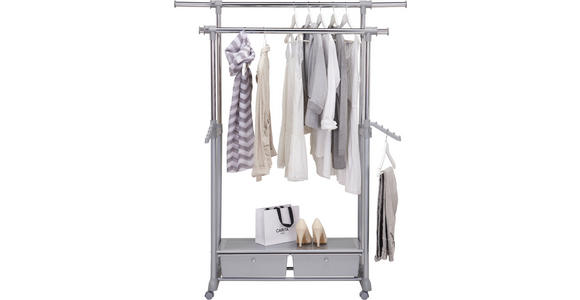 KLEIDERWAGEN in Grau, Chromfarben 92-143/116-176/44 cm - Chromfarben/Grau, Design, Kunststoff/Metall (92-143/116-176/44cm) - Carryhome