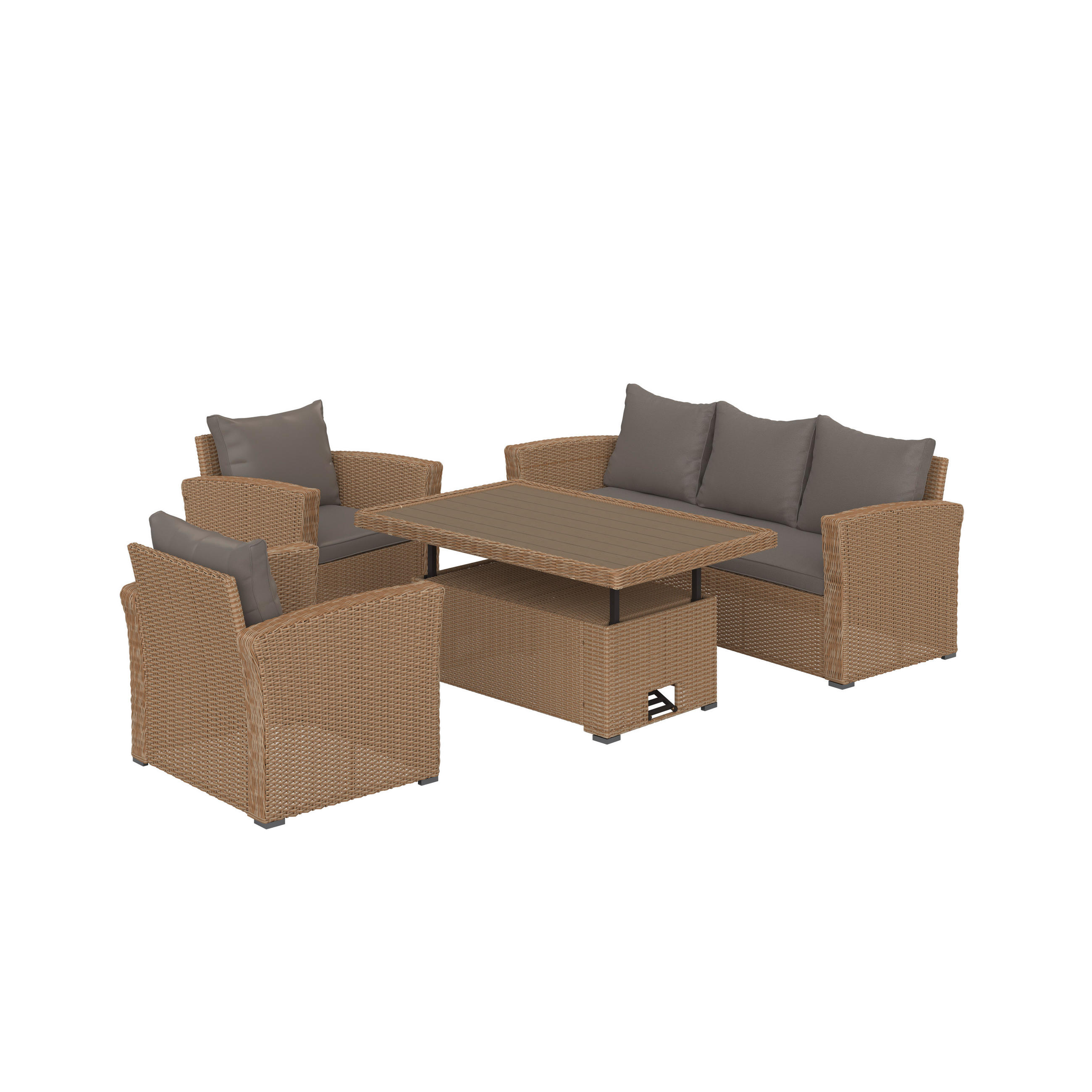 TERASOVÁ SEDACIA SÚPRAVA kov, plast - piesková, Modern, kov/plast (137/88/48/66.5cm) - Ambia Garden