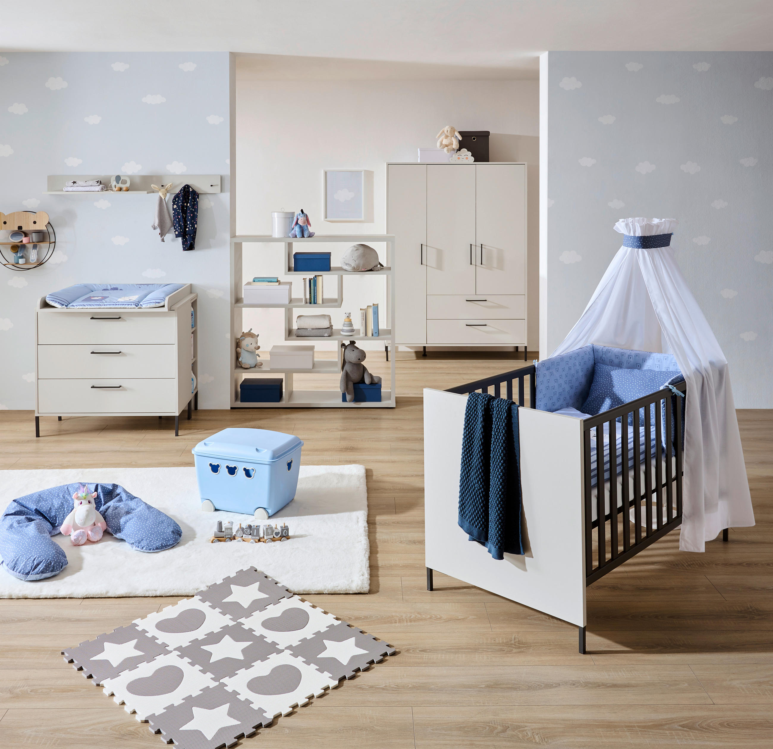 Babyzimmer -Milan- Milan Grau - Anthrazit/Grau, Basics, Holzwerkstoff/Metall (139/195/51cm) - Jimmylee