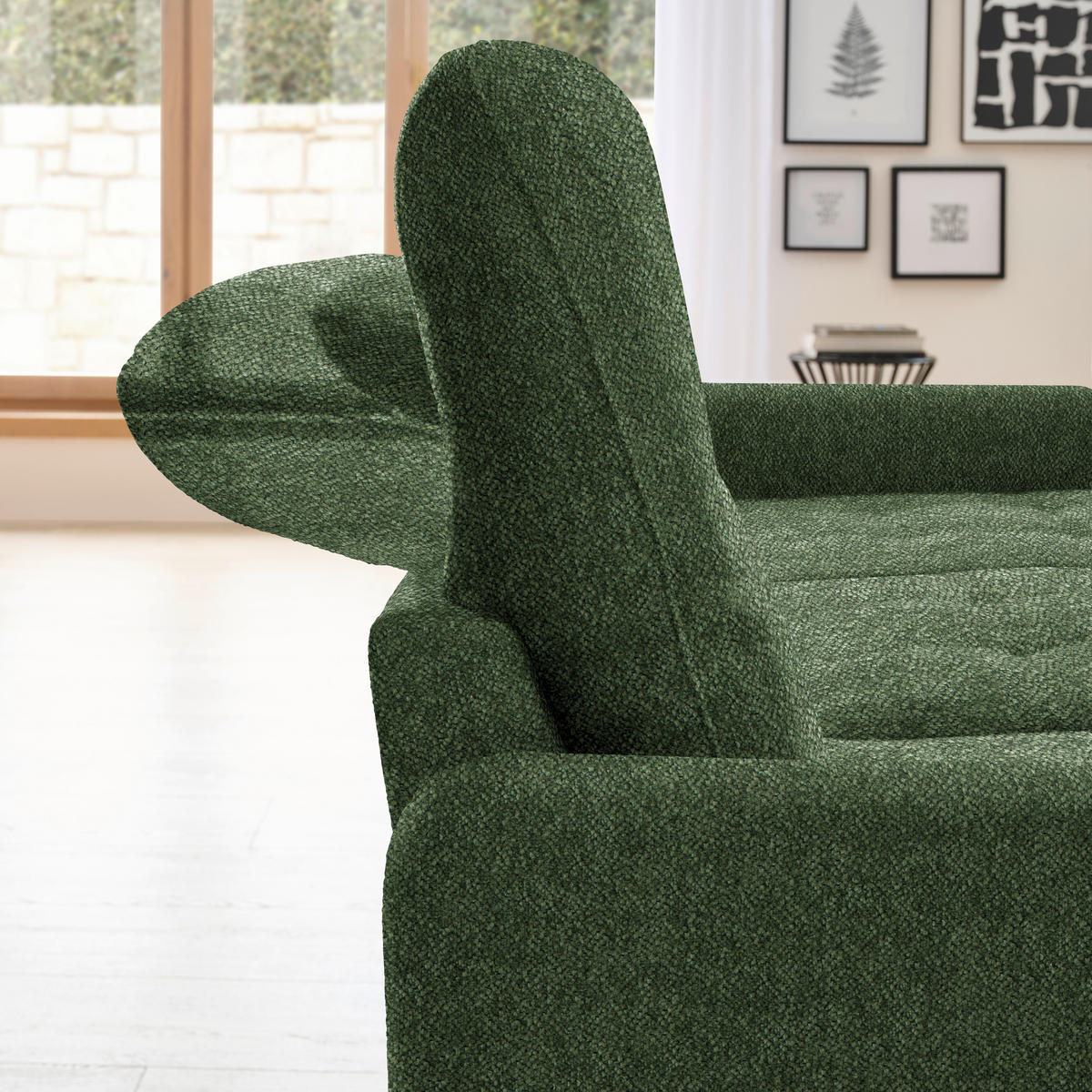 CloseUp von Livetastic ECKSOFA Olivgrün Flachgewebe.