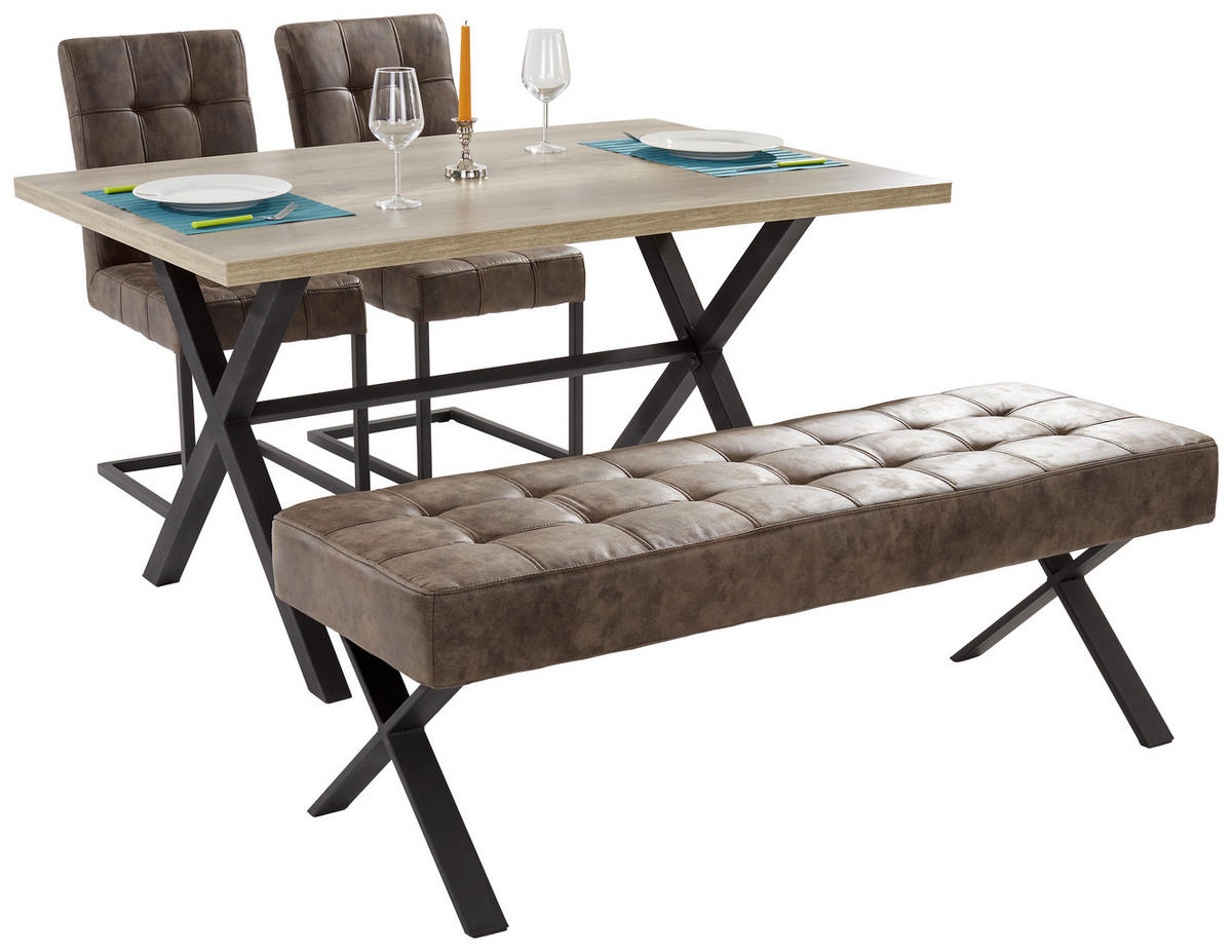 ESSTISCH rechteckig Wildeiche  - Wildeiche/Anthrazit, Trend, Holzwerkstoff/Metall (140/90/75cm) - Carryhome