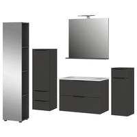 BADEZIMMER 6-teilig  in 229 cm  - Schwarz/Graphitfarben, MODERN, Glas/Holzwerkstoff (229cm) - Germania