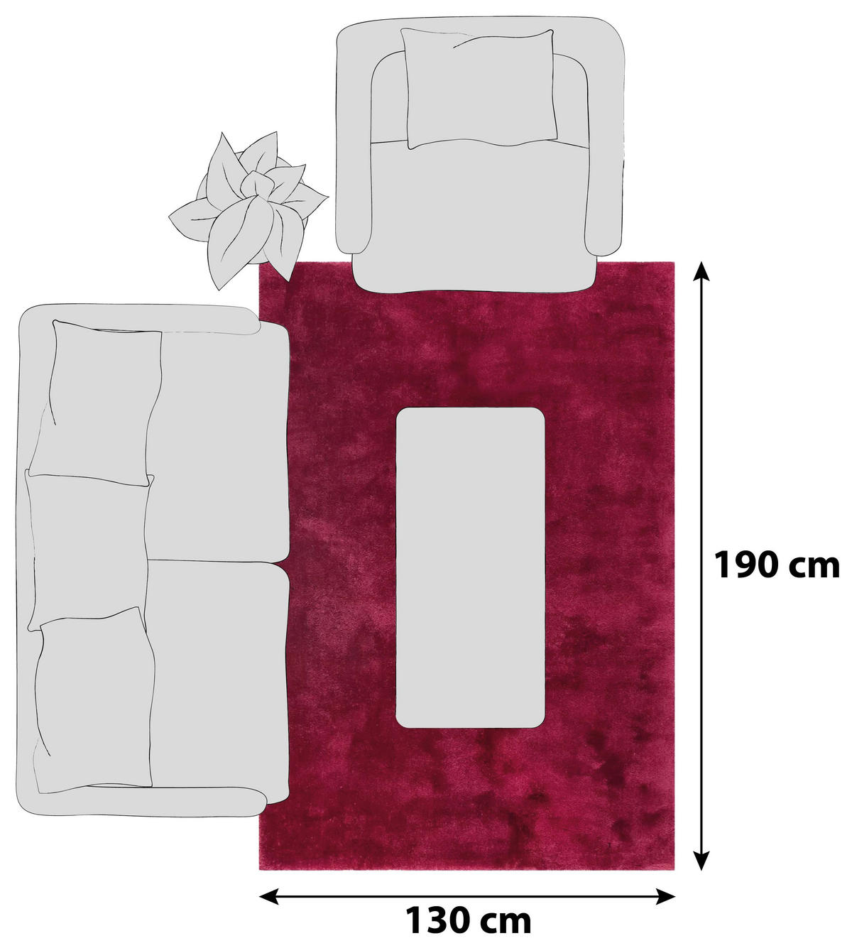 HOCHFLORTEPPICH 130/190 cm Relaxx Rot  - Rot, Basics, Textil (130/190cm) - Esprit