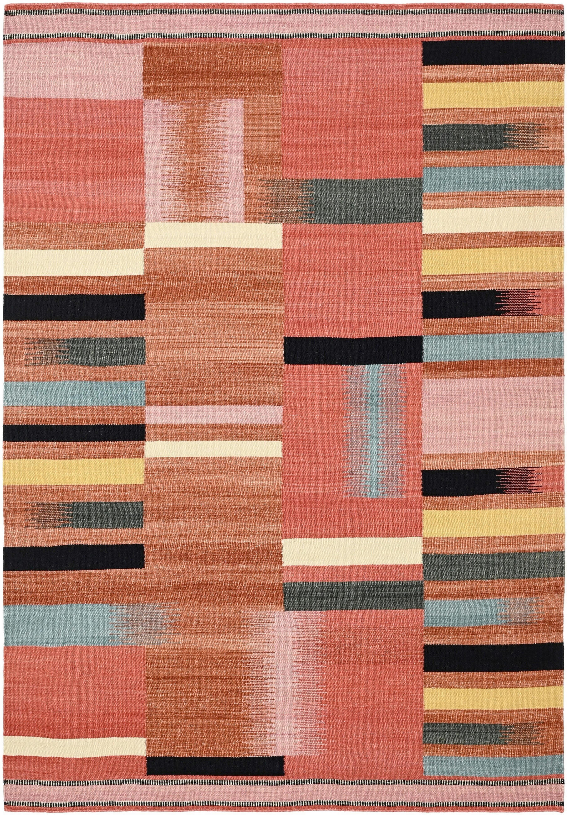 ORIENTTEPPICH  Wohnzimmer 140/200 cm Valencia Blocks Rot rechteckig  - Rot, KONVENTIONELL, Textil (140/200cm) - Cazaris