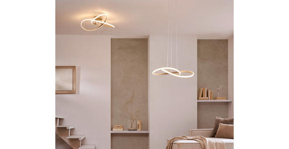 LED-HÄNGELEUCHTE - Sandfarben/Chromfarben, Design, Kunststoff/Metall (55cm) - Novel