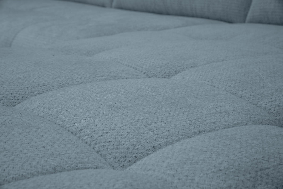 ECKSOFA Blaugrau Chenille Armlehnenkissen, Rücken echt, Sitztiefenverstellung  - Blaugrau/Schwarz, KONVENTIONELL, Textil/Metall (313/215cm) - Hom`in