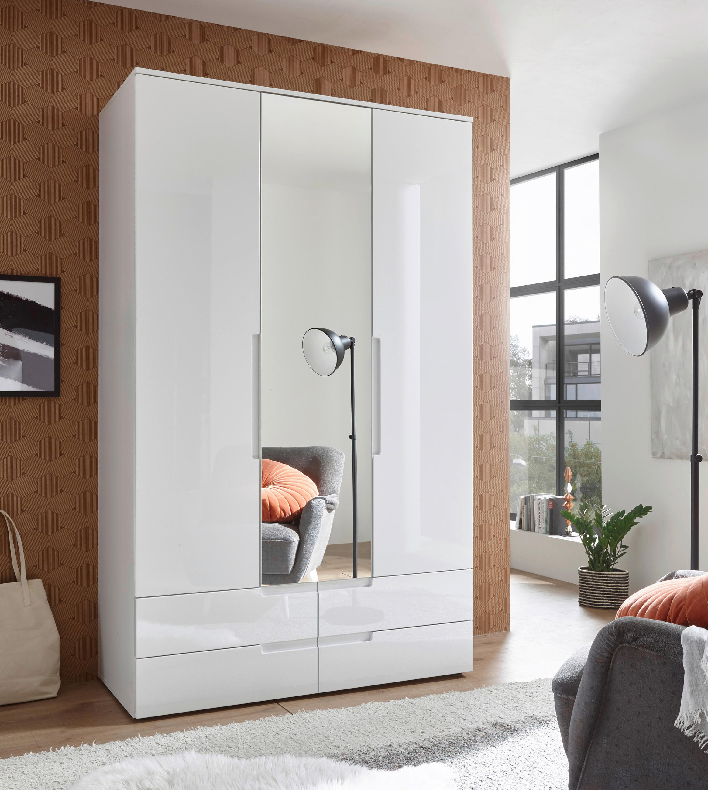 ORMAR S KLASIČNIM VRATIMA bijela - bijela, Moderno, staklo/drvni materijal (126,8/208/57cm) - Carryhome