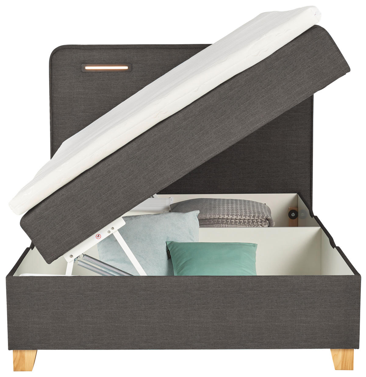 BOXBETT 120/200 cm  in Graubraun  - Graubraun, Konventionell, Holz/Textil (120/200cm) - Moderano