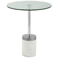 BEISTELLTISCH 46/46/53 cm Silberfarben, Weiß rund  - Silberfarben/Weiß, Design, Glas/Stein (46/46/53cm) - Kayoom