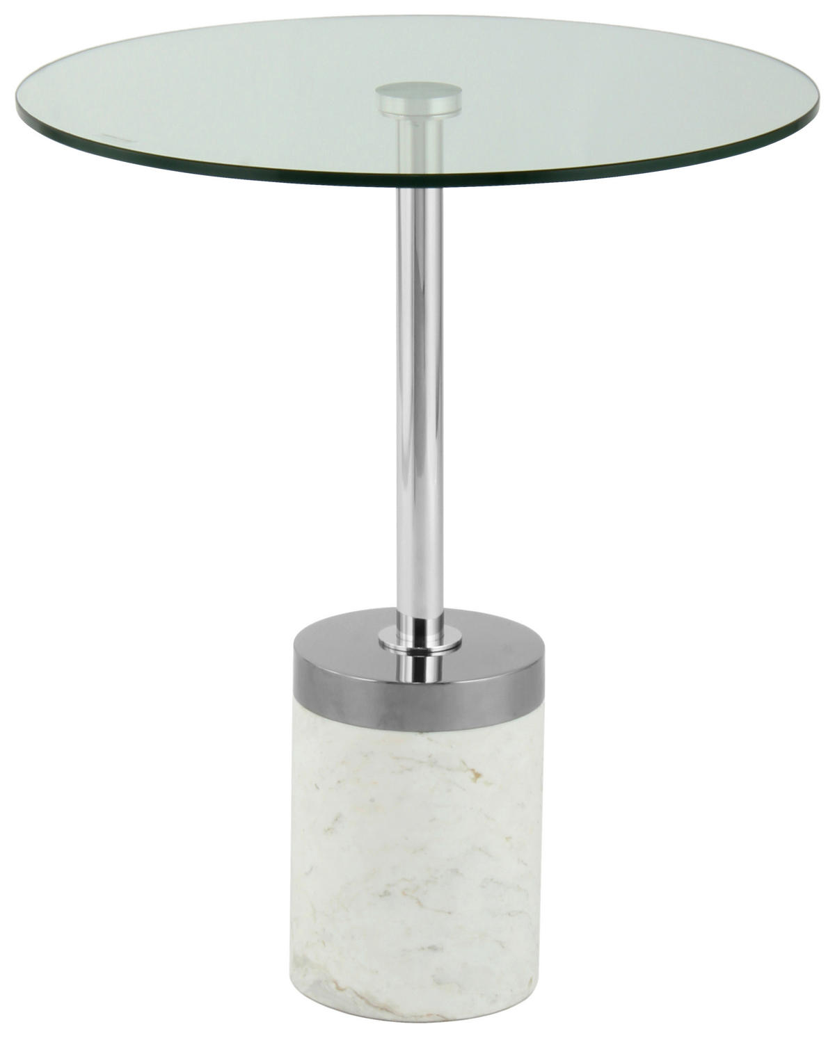 BEISTELLTISCH 46/46/53 cm Silberfarben, Weiß rund  - Silberfarben/Weiß, Design, Glas/Stein (46/46/53cm) - Kayoom