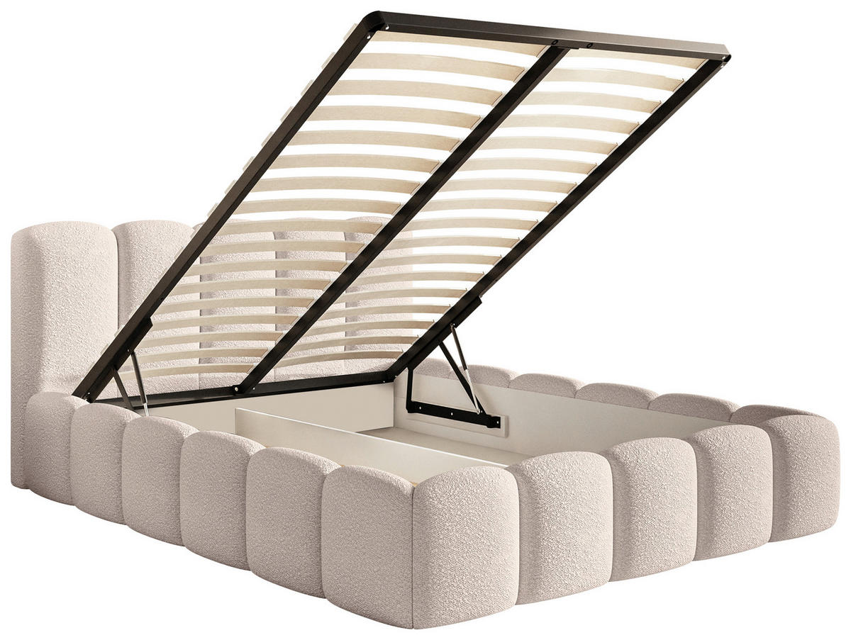 POLSTERBETT 140/200 cm,  in Grau, Lattenrost, Bettkasten,  - Grau, MODERN, Holz/Textil (140/200cm) - Livetastic