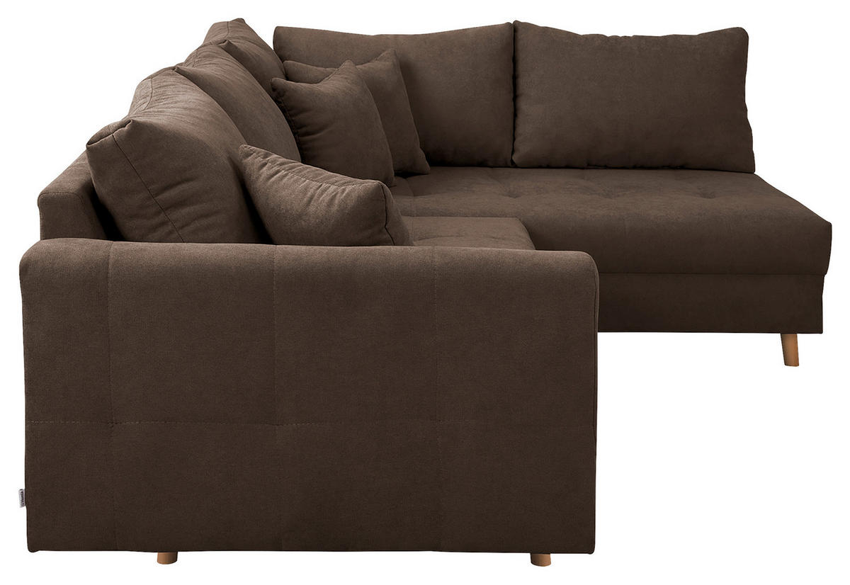 ECKSOFA Ariella Schlammfarben Mikrofaser  - Schlammfarben/Naturfarben, Design, Holz/Textil (231/161cm) - Livetastic