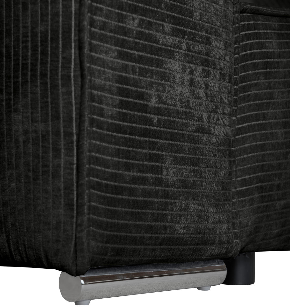 BIGSOFA in Flachgewebe Schwarz  - Chromfarben/Schwarz, KONVENTIONELL, Textil/Metall (256/68/122cm) - Carryhome