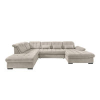 WOHNLANDSCHAFT Beige Chenille  - Beige/Schwarz, MODERN, Textil/Metall (252/387/184cm) - Livetastic