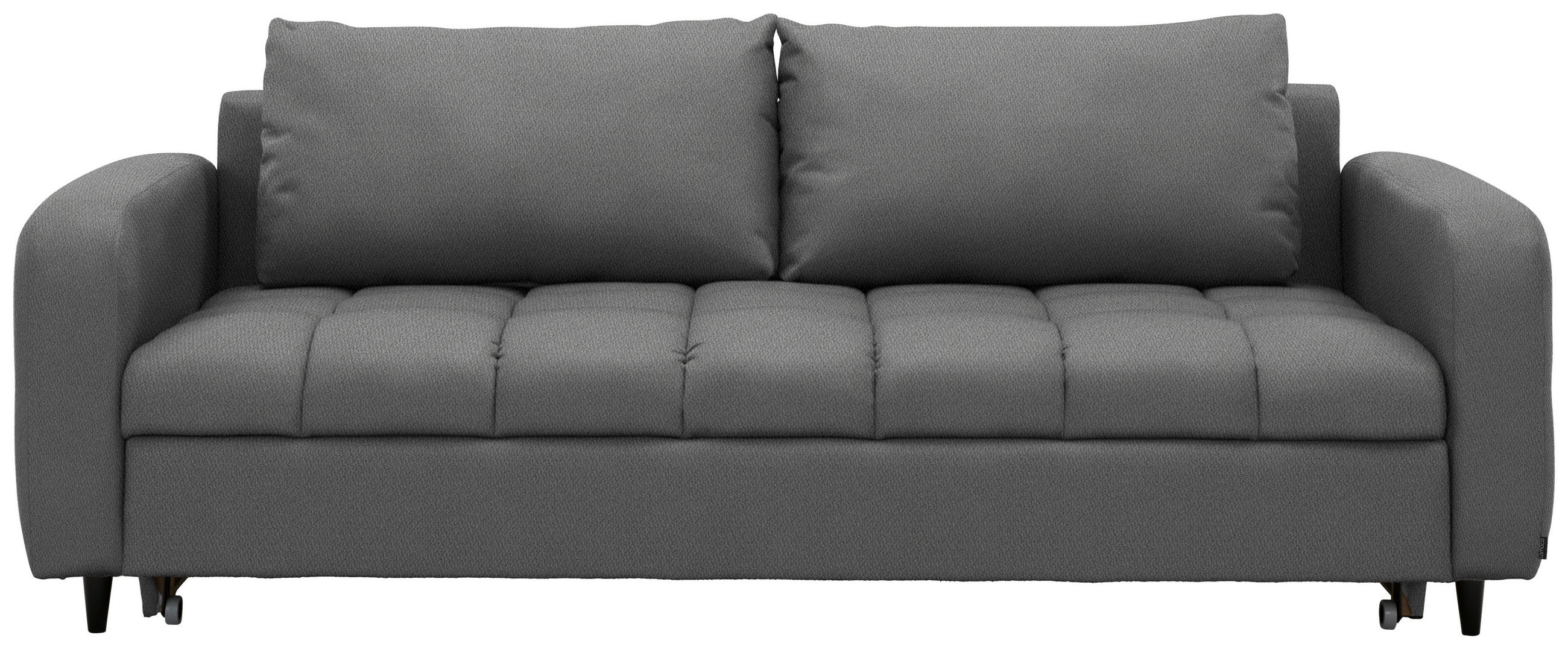 SCHLAFSOFA Webstoff Grau Stoffauswahl, Bettfunktion erhältlich, Rücken echt, Armteil links, Armteil rechts  - Schwarz/Grau, Design, Holz/Textil (236/88/101cm) - Lomoco