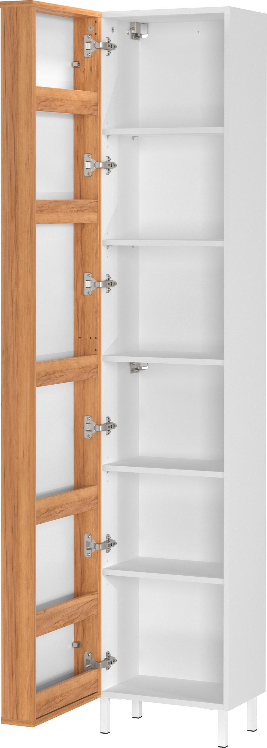 HOCHSCHRANK 39/195/30 cm  - Eichefarben/Weiß, MODERN, Glas/Holzwerkstoff (39/195/30cm) - Germania