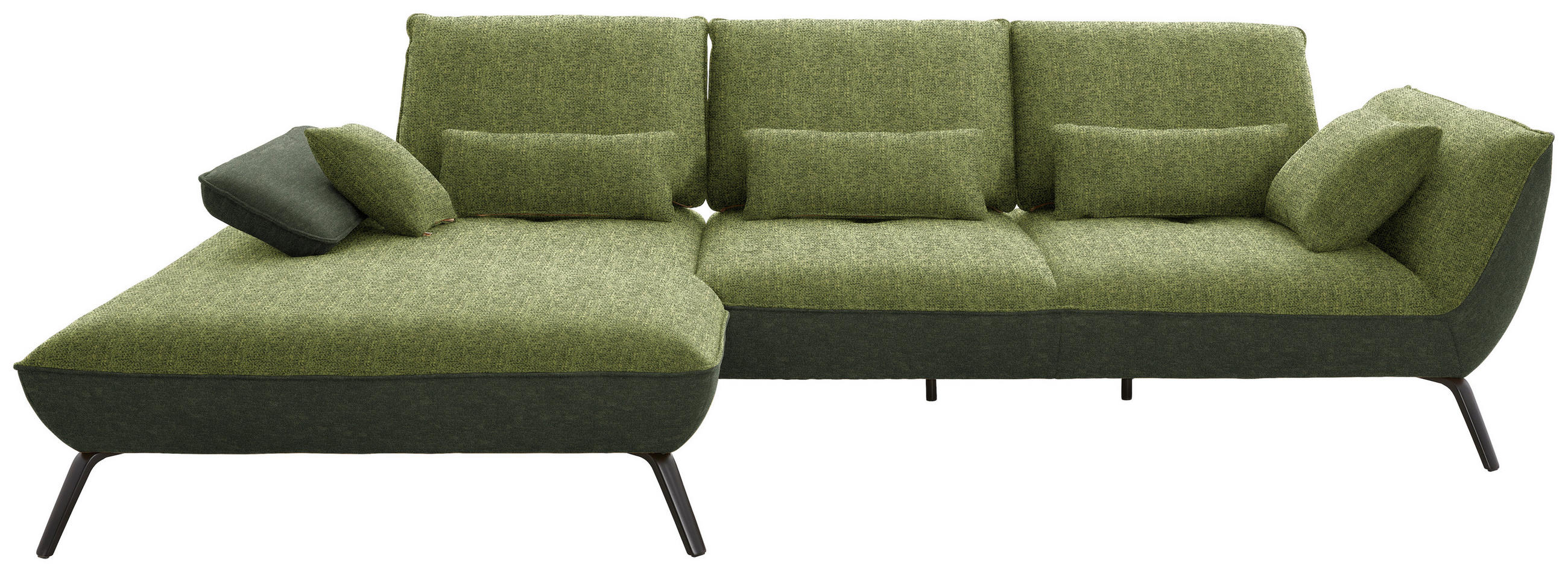 ECKSOFA in Flachgewebe Grün  - Schwarz/Grün, Design, Textil/Metall (191/301cm) - Moderano