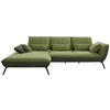 ECKSOFA in Flachgewebe Grün  - Schwarz/Grün, Design, Textil/Metall (191/301cm) - Moderano