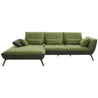 ECKSOFA in Flachgewebe Grün  - Schwarz/Grün, Design, Textil/Metall (191/301cm) - Moderano