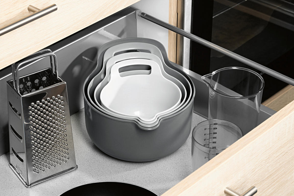 SCHÜSSELSET GOURMETmaxx 4-teilig  - Grau, Basics, Kunststoff (21/15/21cm) - GOURMETMAXX