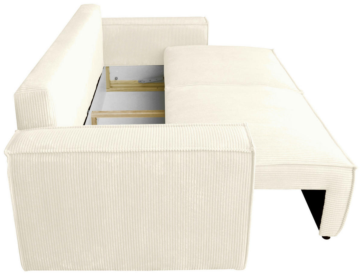 SCHLAFSOFA  mit Liegefunktion, Schlafen auf Sitzhöhe, Rücken echt Cord Creme  - Creme/Schwarz, KONVENTIONELL, Kunststoff/Textil (240/89/100cm) - Carryhome
