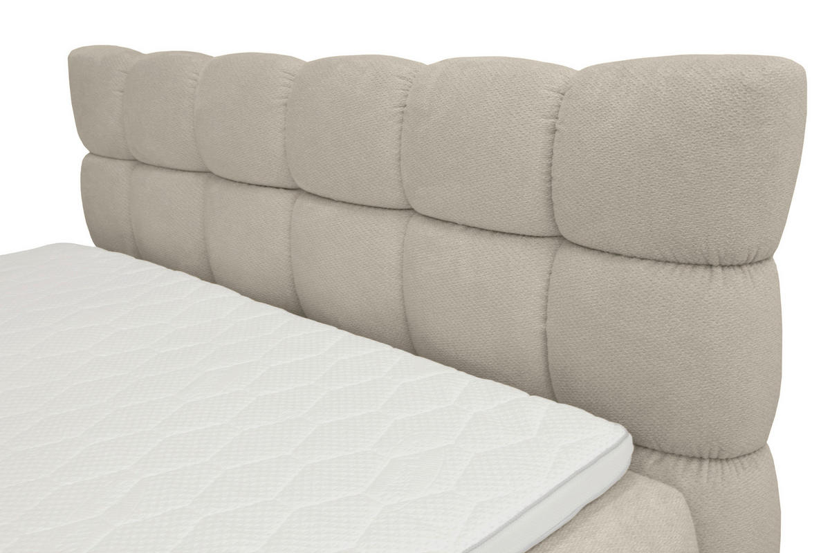 BOXBETT 140/200 cm,  in Weiß, Bettkasten, Topper, H3 + H3 = fest  - Schwarz/Weiß, Trend, Textil/Metall (140/200cm) - Esposa
