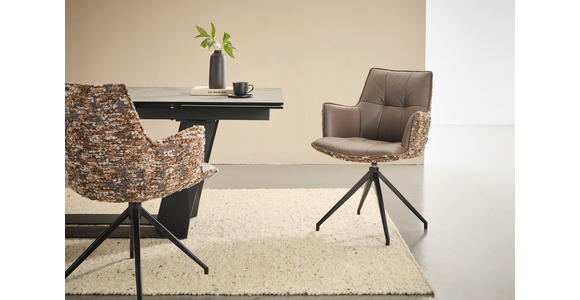 ARMLEHNSTUHL  Sitzfläche 360° drehbar, automatische Rückholfunktion Jacquard, Mikrofaser  - Graubraun/Schwarz, Design, Textil/Metall (59/89,5/63cm) - Novel