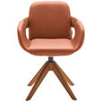 ARMLEHNSTUHL  Lederauswahl, Stoffauswahl, Typenauswahl, Sitzfläche 360° drehbar, automatische Rückholfunktion  Echtleder  - Eichefarben/Cognac, Natur, Leder/Holz (60/86/60cm) - Valnatura