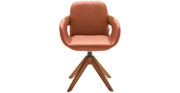 ARMLEHNSTUHL  Lederauswahl, Stoffauswahl, Typenauswahl, Sitzfläche 360° drehbar, automatische Rückholfunktion  Echtleder  - Eichefarben/Cognac, Natur, Leder/Holz (60/86/60cm) - Valnatura