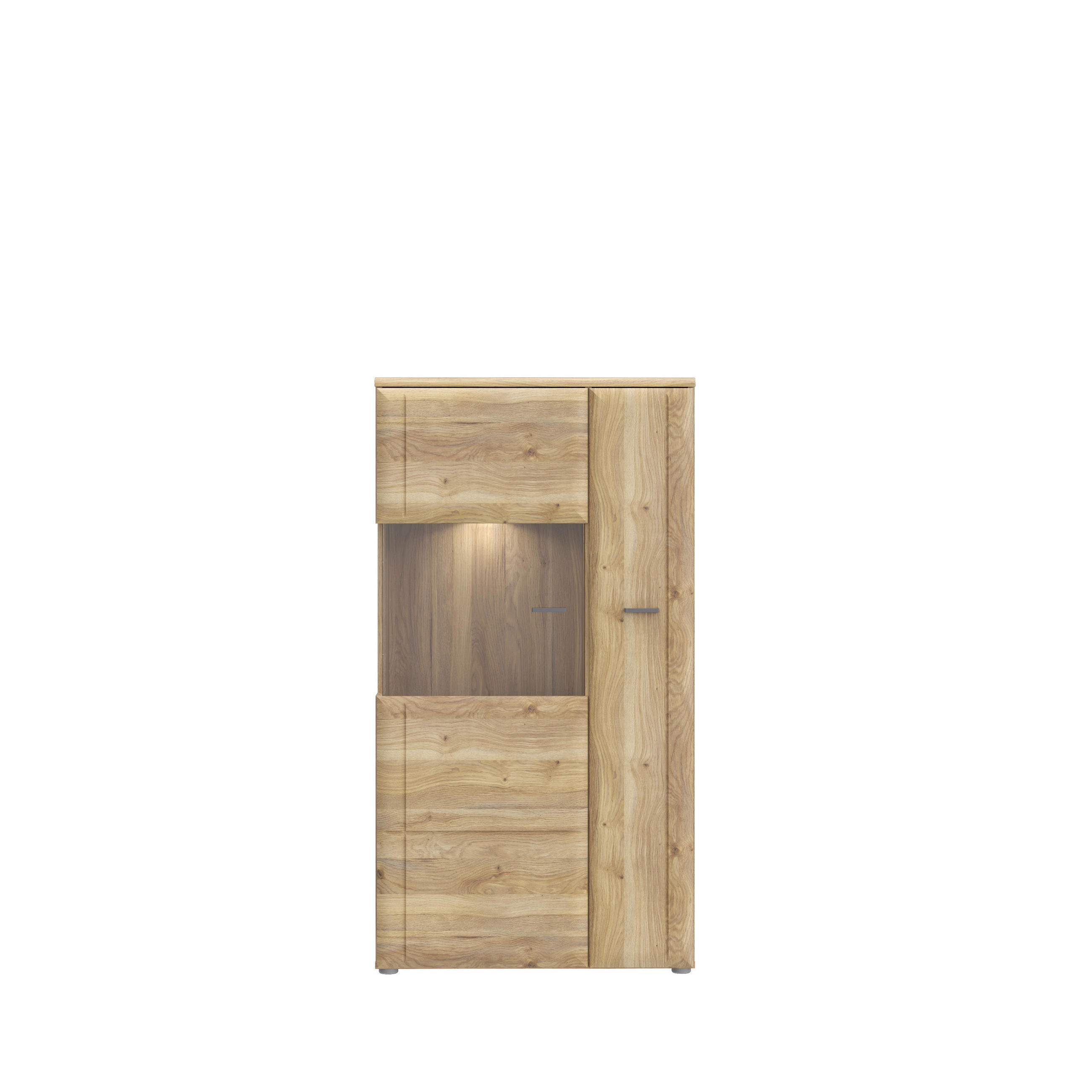VITRINA, barve hrasta - siva/barve hrasta, Moderno, kovina/umetna masa (75,1/140/41,8cm) - Hom`in