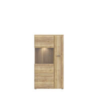 VITRINA, barve hrasta - siva/barve hrasta, Moderno, kovina/umetna masa (75,1/140/41,8cm) - Hom`in