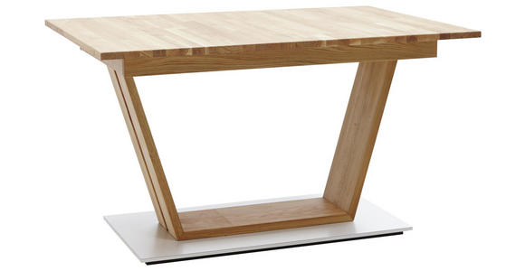 ESSTISCH in Holz 130(180)/90/76 cm - Edelstahlfarben/Eichefarben, KONVENTIONELL, Holz (130(180)/90/76cm) - Voleo