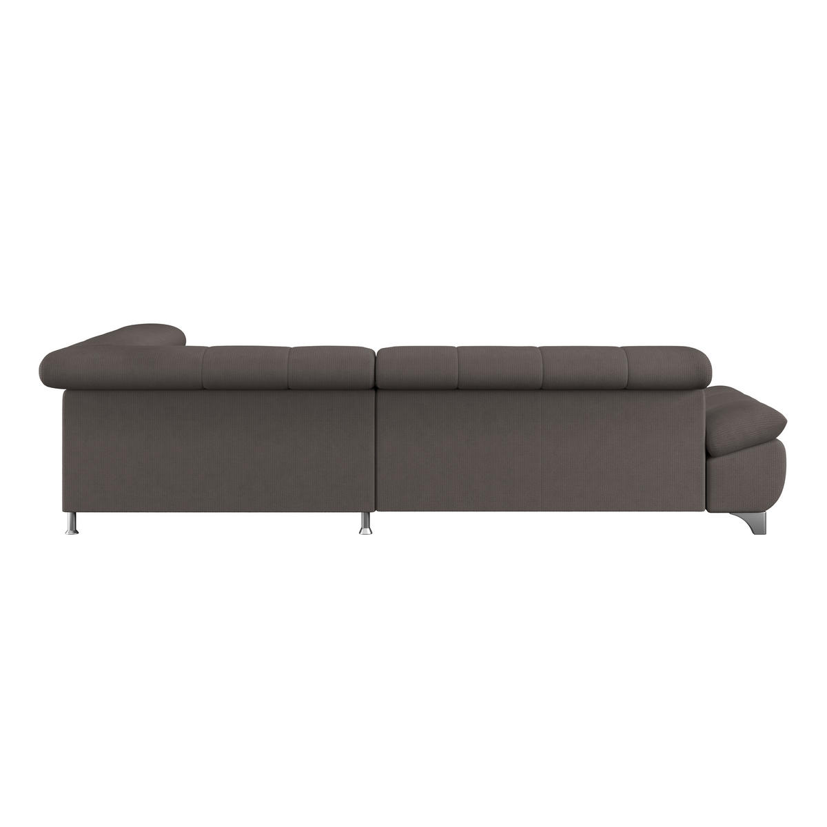 ECKSOFA Braun Chenille  - Chromfarben/Braun, KONVENTIONELL, Textil/Metall (312/234cm) - Livetastic