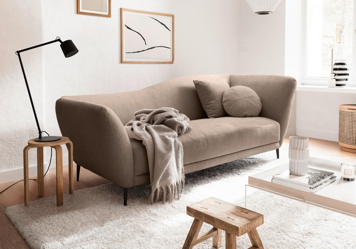 RÉCAMIERE Taupe Chenille Zierkissen, Rücken echt  - Taupe/Schwarz, KONVENTIONELL, Textil/Metall (224/70/97cm) - Hom`in