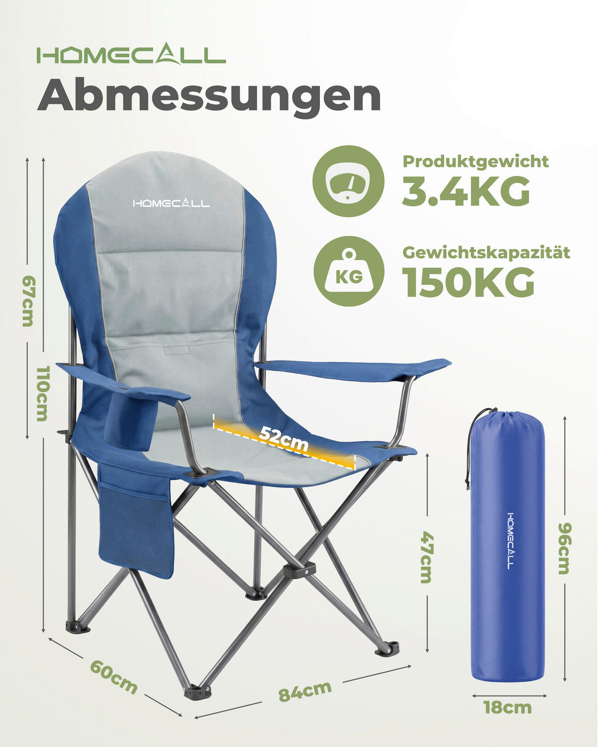 CAMPINGSESSEL - Blau/Silberfarben, Basics, Textil/Metall (84/110/60cm) - Modante