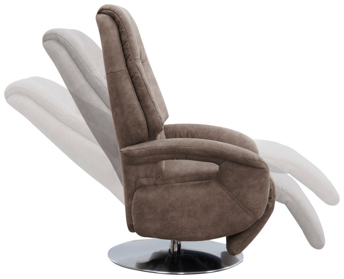 RELAXSESSEL  in Mikrofaser Taupe  - Taupe/Chromfarben, Konventionell, Textil/Metall (74/111/77cm) - Sit & More