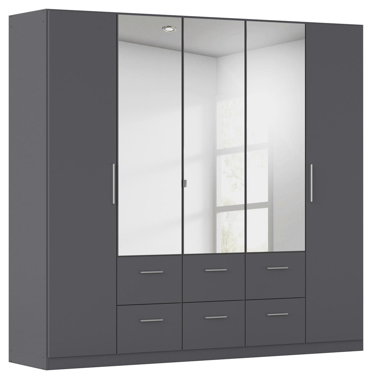 DREHTÜRENSCHRANK 226/210/54 cm,  in Grau, 5-türig  - Alufarben/Grau, KONVENTIONELL, Glas/Holzwerkstoff (226/210/54cm) - home24