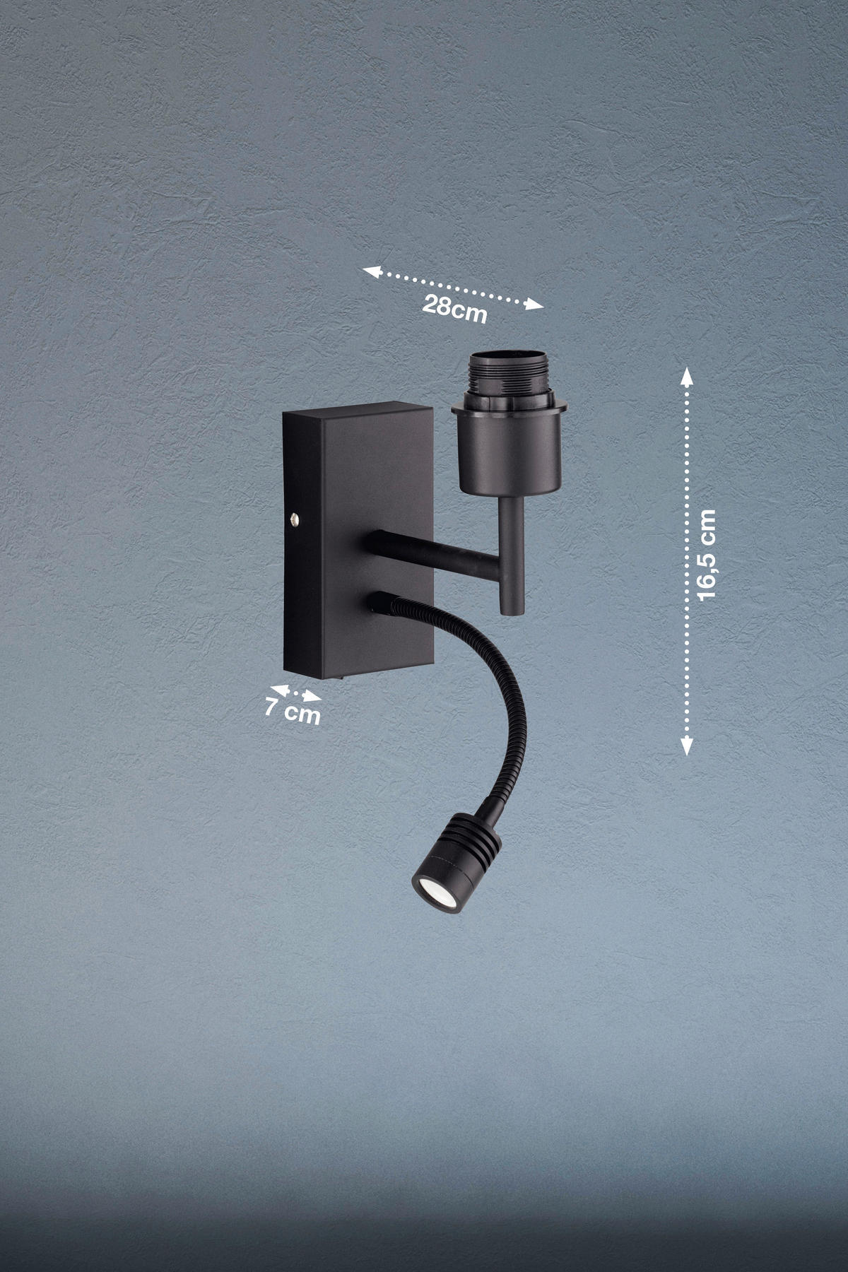 VÄGGLAMPA Modular M 28/7/16,5 cm   - svart, Basics, metall (28/7/16,5cm) - Fischer & Honsel