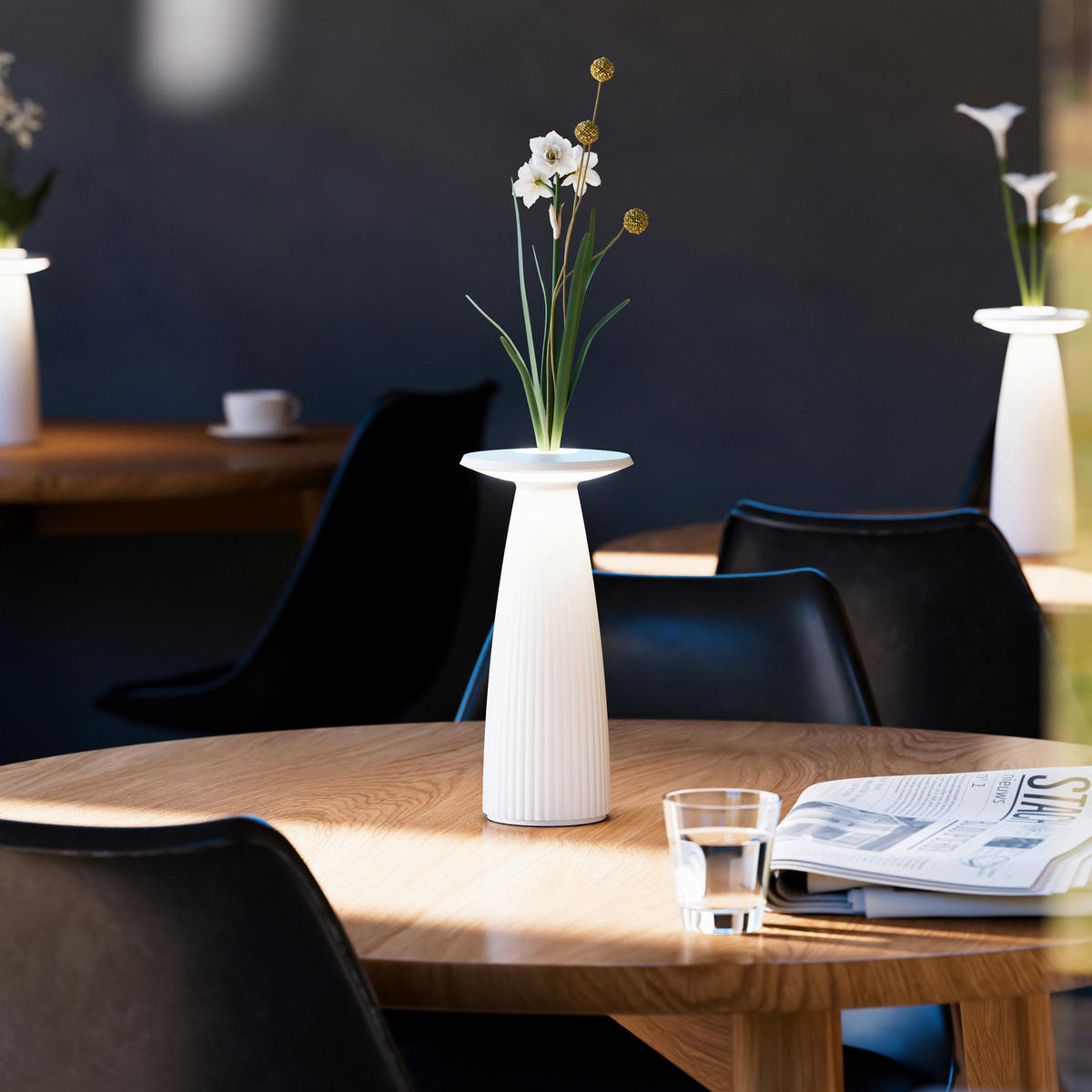 AKKU-TISCHLEUCHTE Nuflair 11,5/11,5/24 cm   - Weiß, Design, Metall (11,5/11,5/24cm)