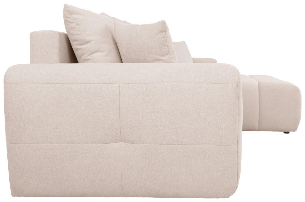 ECKSOFA in Velours Creme  - Creme/Schwarz, Konventionell, Kunststoff/Textil (298/168cm) - Carryhome