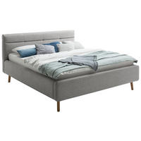 POLSTERBETT Lotte Lattenrost, Bettkasten 160/200 cm  in Grau  - Eichefarben/Birkefarben, KONVENTIONELL, Holz/Textil (160/200cm) - Boxxx
