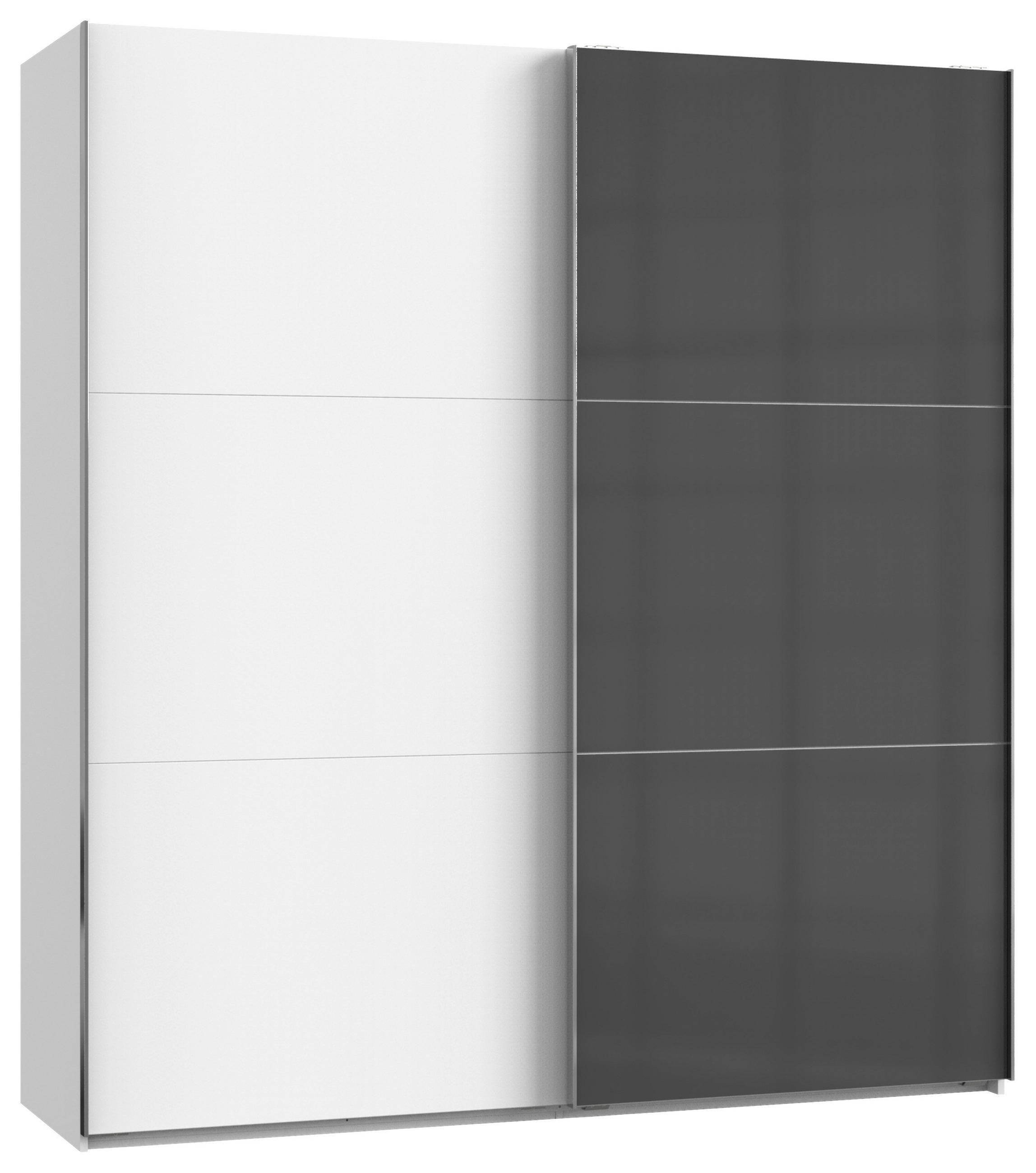 GARDEROB MED SKJUTDÖRRAR 200/216/65 cm 2-dörrar - vit/kromfärg, Modern, trämaterial (200/216/65cm) - MID.YOU