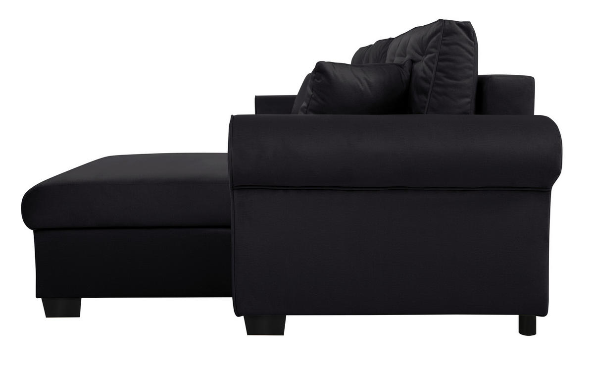 ECKSOFA in Schwarz  - Buchefarben/Schwarz, Design, Holz/Textil (266/161cm) - MID.YOU