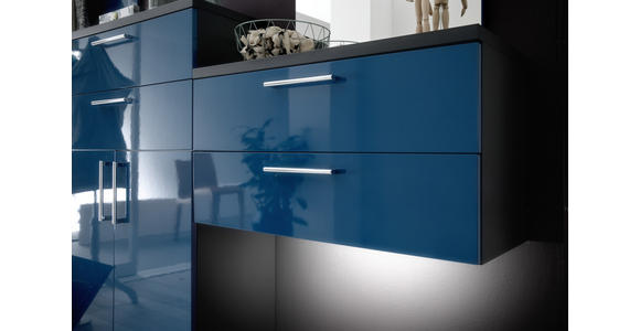 GARDEROBE 5-teilig in 222/201/35 cm - Anthrazit/Petrol, Design, Glas/Holzwerkstoff (222/201/35cm) - Moderano