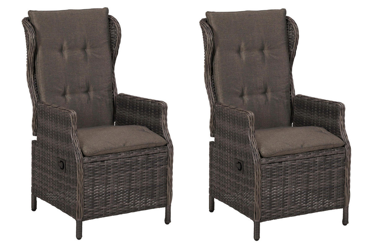 GARTENSESSEL-SET Stahl Grau  - Grau, KONVENTIONELL, Kunststoff/Textil (58/108/69,5cm) - Gardenson